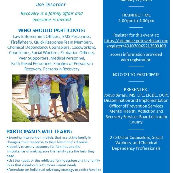 Training for Families Suffering with a Loved One’s Substance Use Disorder