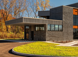 This is the outside of the building where the sally port entrance is